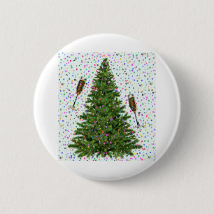Badge Rond 5 Cm arbre de noël du champagne