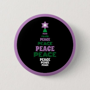 Badge Rond 5 Cm Arbre de Noël vert et pourpre