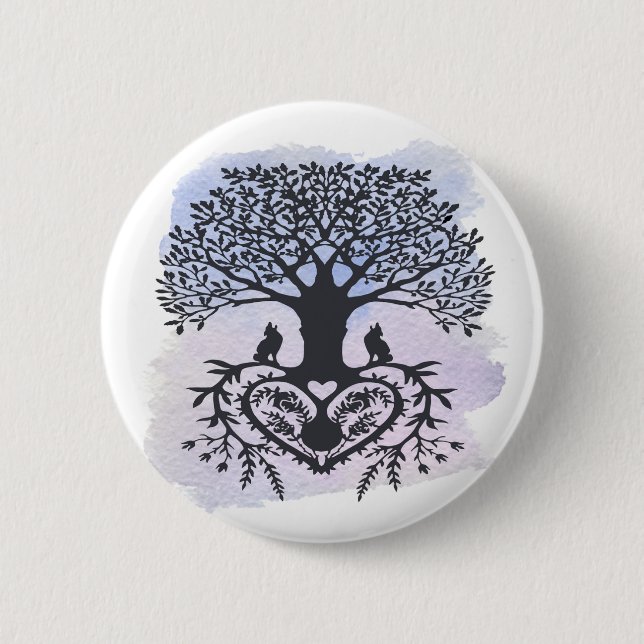 Badge Rond 5 Cm Arbre de vie de l'art populaire (Devant)