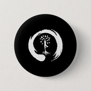Badge Rond 5 Cm Arbre de yoga de la vie Yin Yang Méditation