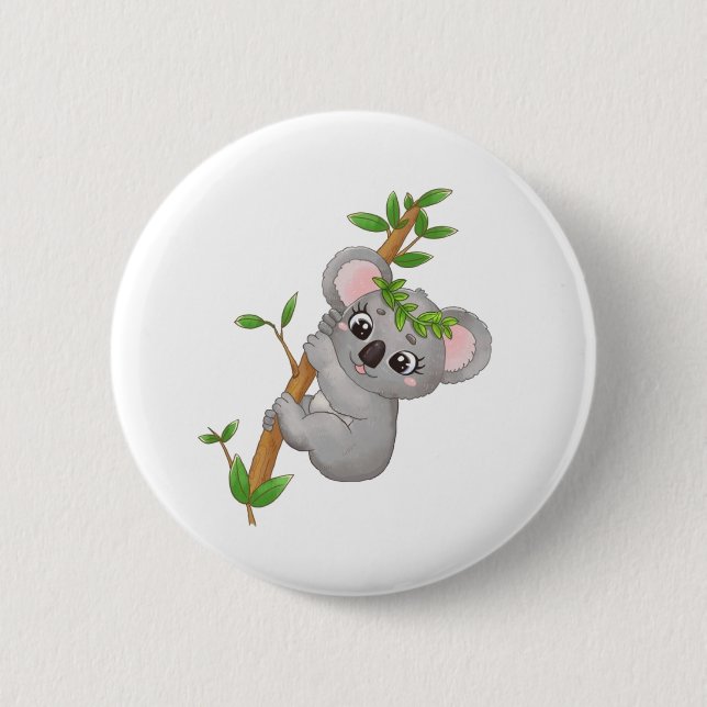 Badge Rond 5 Cm Arbre d'escalade Cute koala (Devant)