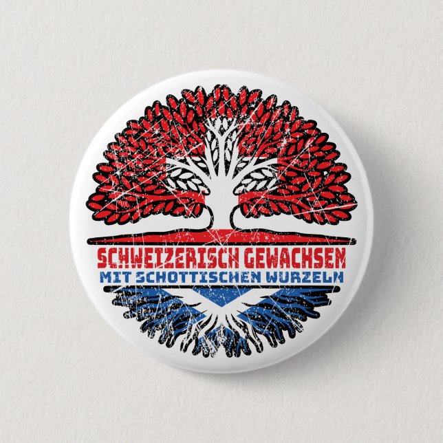 Badge Rond 5 Cm Arbre écossais suisse (Devant)