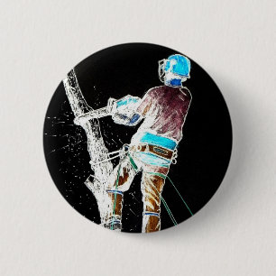 Badge Rond 5 Cm Arbre électrique chirurgien Arboriste de noël prés