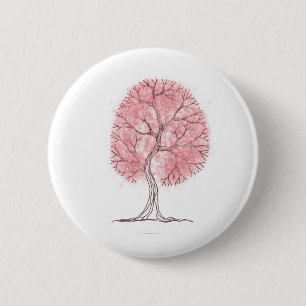 Badge Rond 5 Cm Arbre rose