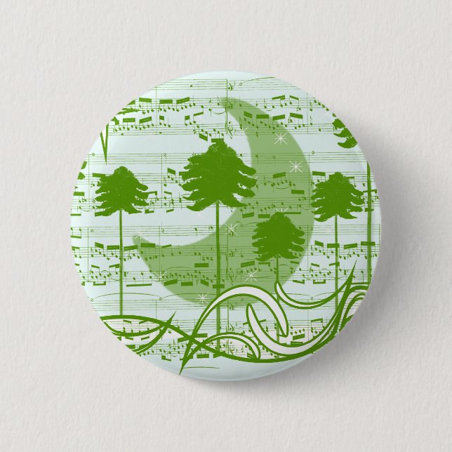 Badge Rond 5 Cm Arbres de musique bleu (Devant)