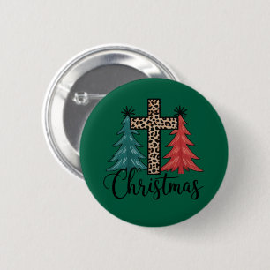 Badge Rond 5 Cm Arbres de Noël chrétiens croisés léopard 