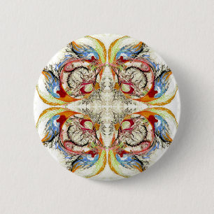 Badge Rond 5 Cm Arbres et oiseaux imaginaire