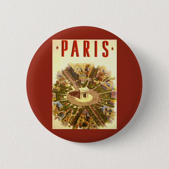 Badge Rond 5 Cm Arc de Triomphe vintage, Paris, France Travel Art (Devant)