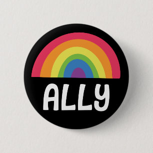 Badge Rond 5 Cm Arc en arc-en-ciel droit