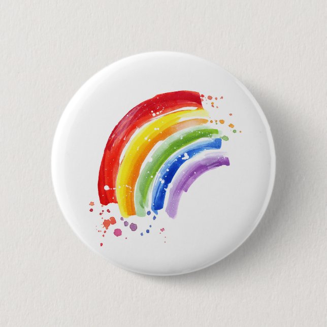 Badge Rond 5 Cm Arc-en-ciel à éclaboussure aquarelle (Devant)