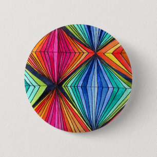 Badge Rond 5 Cm Arc-en-ciel - Art optique géométrique