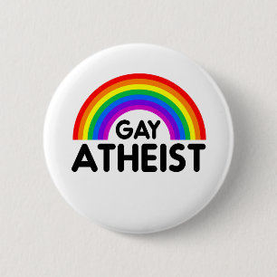 Badge Rond 5 Cm Arc-en-ciel athée gai