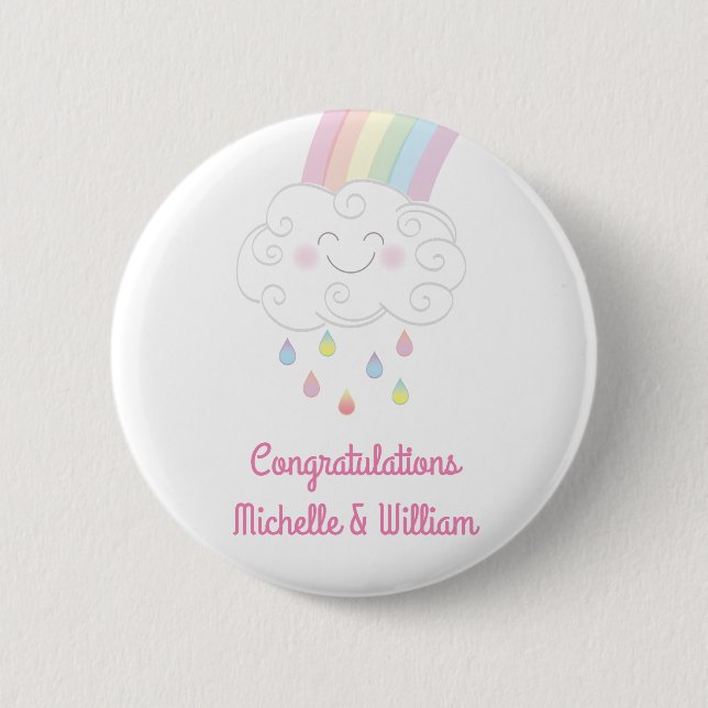 Badge Rond 5 Cm Arc-en-ciel Baby shower (Devant)