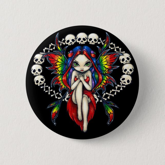 Badge Rond 5 Cm "Arc-en-ciel bouton d'os" (Devant)