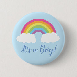 Badge Rond 5 Cm Arc-en-ciel C'est un Baby shower garçon Bouton
