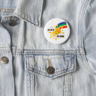 Badge Rond 5 Cm Arc en ciel coloré Descendre de mon nuage
