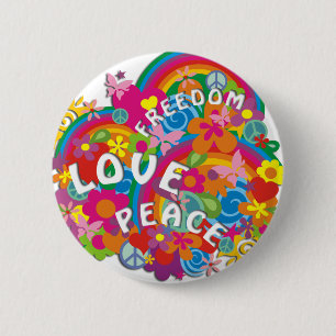 Badge Rond 5 Cm Arc-en-ciel de flower power