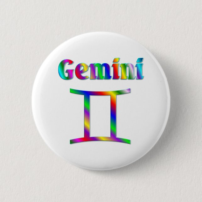 Badge Rond 5 Cm Arc-en-ciel de Gémeaux (Devant)