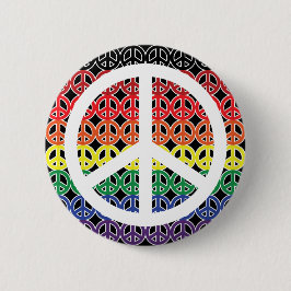 Badge Rond 5 Cm Arc-en-ciel de signe de paix avec le grand signe