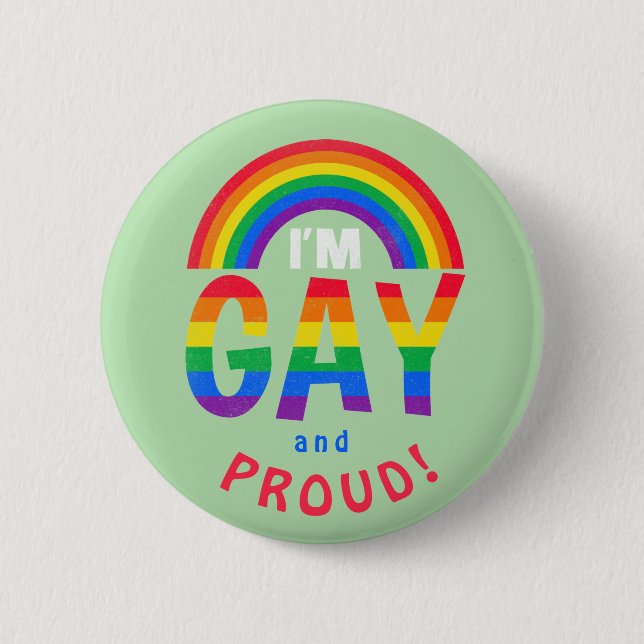 Badge Rond 5 Cm Arc-en-ciel Je suis gay et fier ! Bouton LGBTQ (Devant)