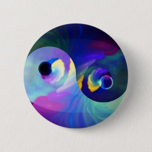 Badge Rond 5 Cm Arc-en-ciel Taijitu Yin Yang