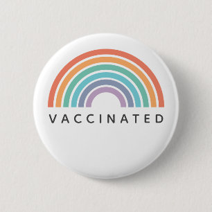 Badge Rond 5 Cm Arc-en-ciel vacciné   Vaccin Convid Coronavirus