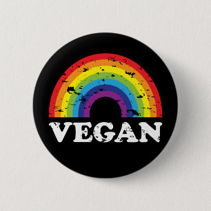 Badge Rond 5 Cm Arc-en-ciel végétalien
