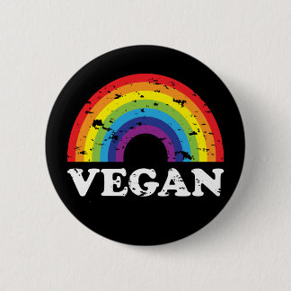 Badge Rond 5 Cm Arc-en-ciel végétalien