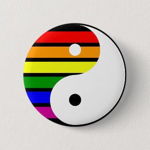 Badge Rond 5 Cm Arc-en-ciel Yin Yang