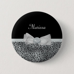 Badge Rond 5 Cm Arc froncé d'impression argenté élégant de gu