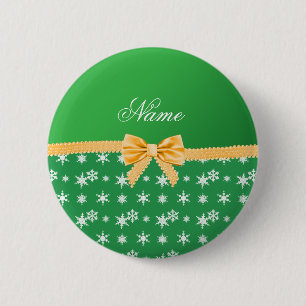 Badge Rond 5 Cm Arc vert nommé fait sur commande d'or de flocons