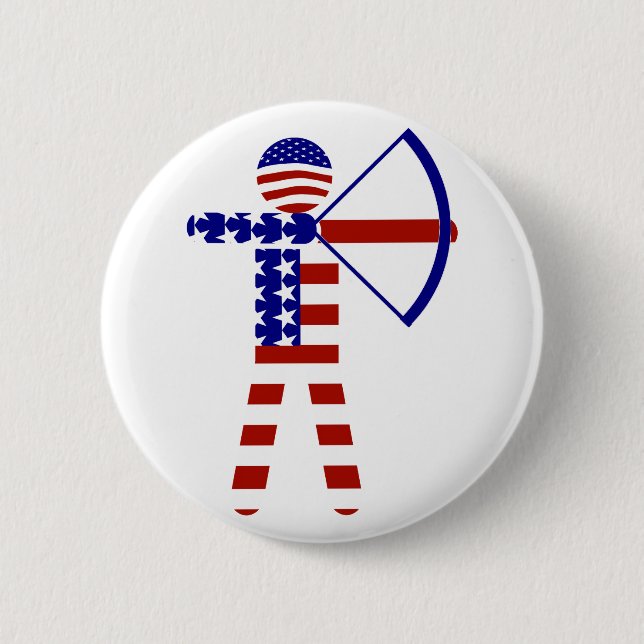 Badge Rond 5 Cm Archer américain / Tir à l'arc (Devant)