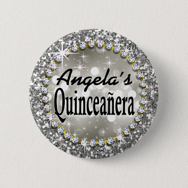 Badge Rond 5 Cm Argent fascinant de célébration de Bling (Devant)