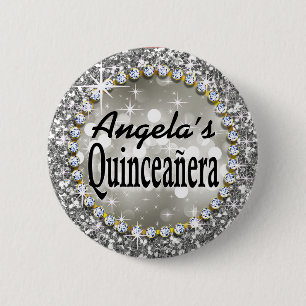 Badge Rond 5 Cm Argent fascinant de célébration de Bling
