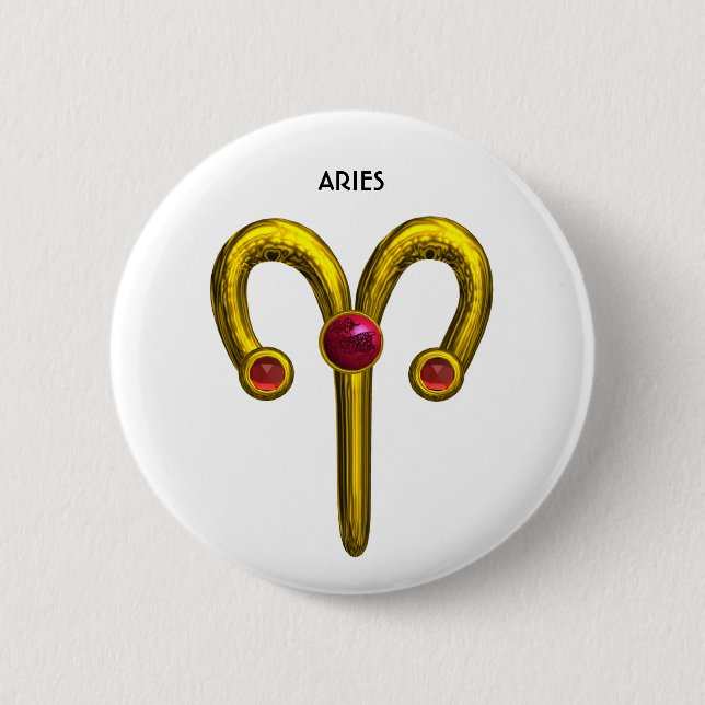 BADGE ROND 5 CM ARIE JEWEL D'ANNIVERSAIRE ZODIAC (Devant)