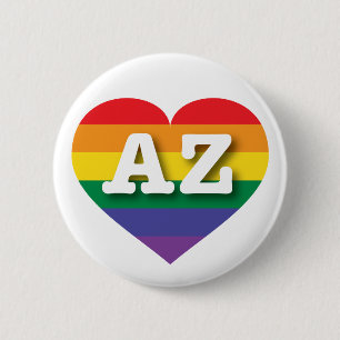 Badge Rond 5 Cm Arizona Gay pride Rainbow Heart
