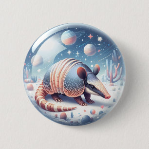 Badge Rond 5 Cm Armadillo avec Arrière - plan cosmique