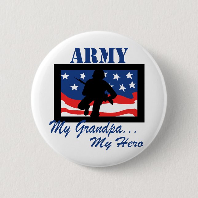Badge Rond 5 Cm Armée mon grand-papa mon héros (Devant)