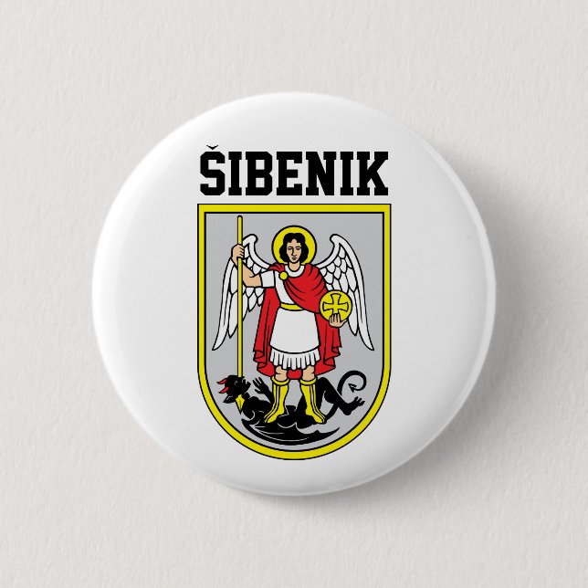 Badge Rond 5 Cm Armoiries de Šibenik - Croatie (Devant)
