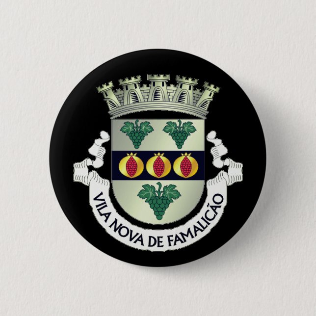 Badge Rond 5 Cm Armoiries de Vila Nova de Famalicão, PORTUGAL (Devant)