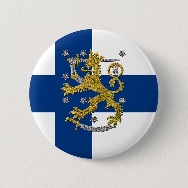 Badge Rond 5 Cm Armoiries et drapeau de la Finlande  (Devant)