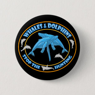 Badge Rond 5 Cm Arrêter la chasse aux baleines