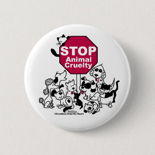 Badge Rond 5 Cm Arrêter la cruauté envers les animaux