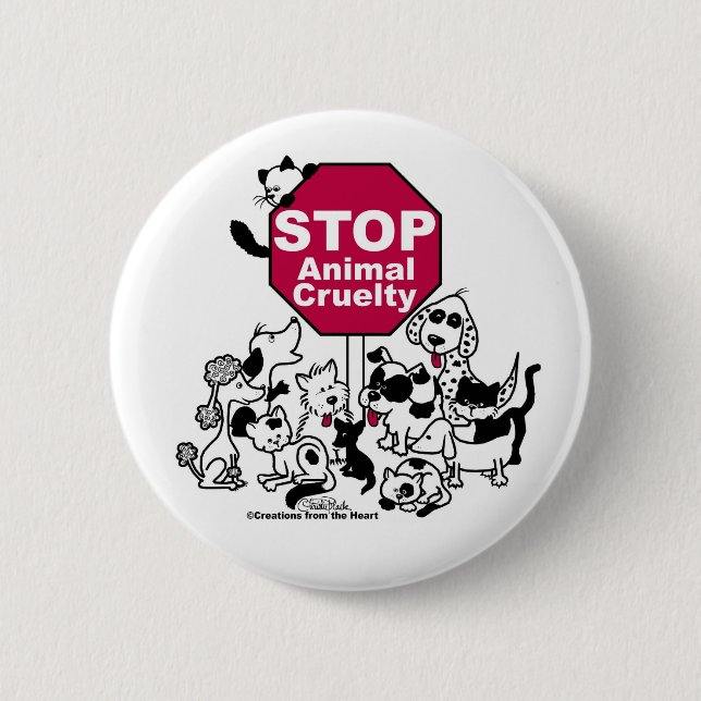 Badge Rond 5 Cm Arrêter la cruauté envers les animaux (Devant)