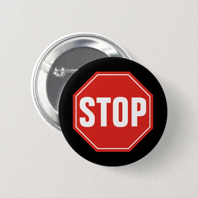 BADGE ROND 5 CM ARRÊTER LE SIGNE (Devant & derrière)