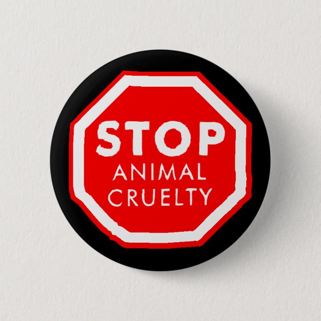 Badge Rond 5 Cm Arrêtez la cruauté animale (Devant)