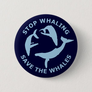 Badge Rond 5 Cm Arrêtez la pêche à la baleine, sauvez les baleines