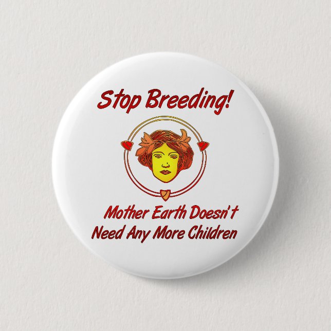 Badge Rond 5 Cm Arrêtez la surpopulation (Devant)