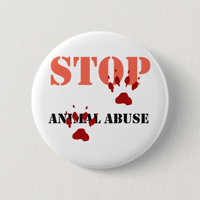 Badge Rond 5 Cm arrêtez l'abus animal (Devant)