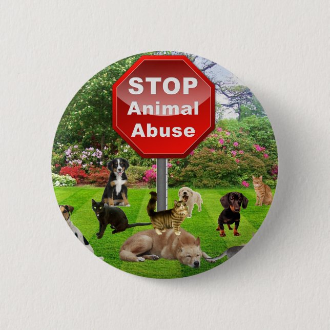 Badge Rond 5 Cm Arrêtez l'abus animal (Devant)